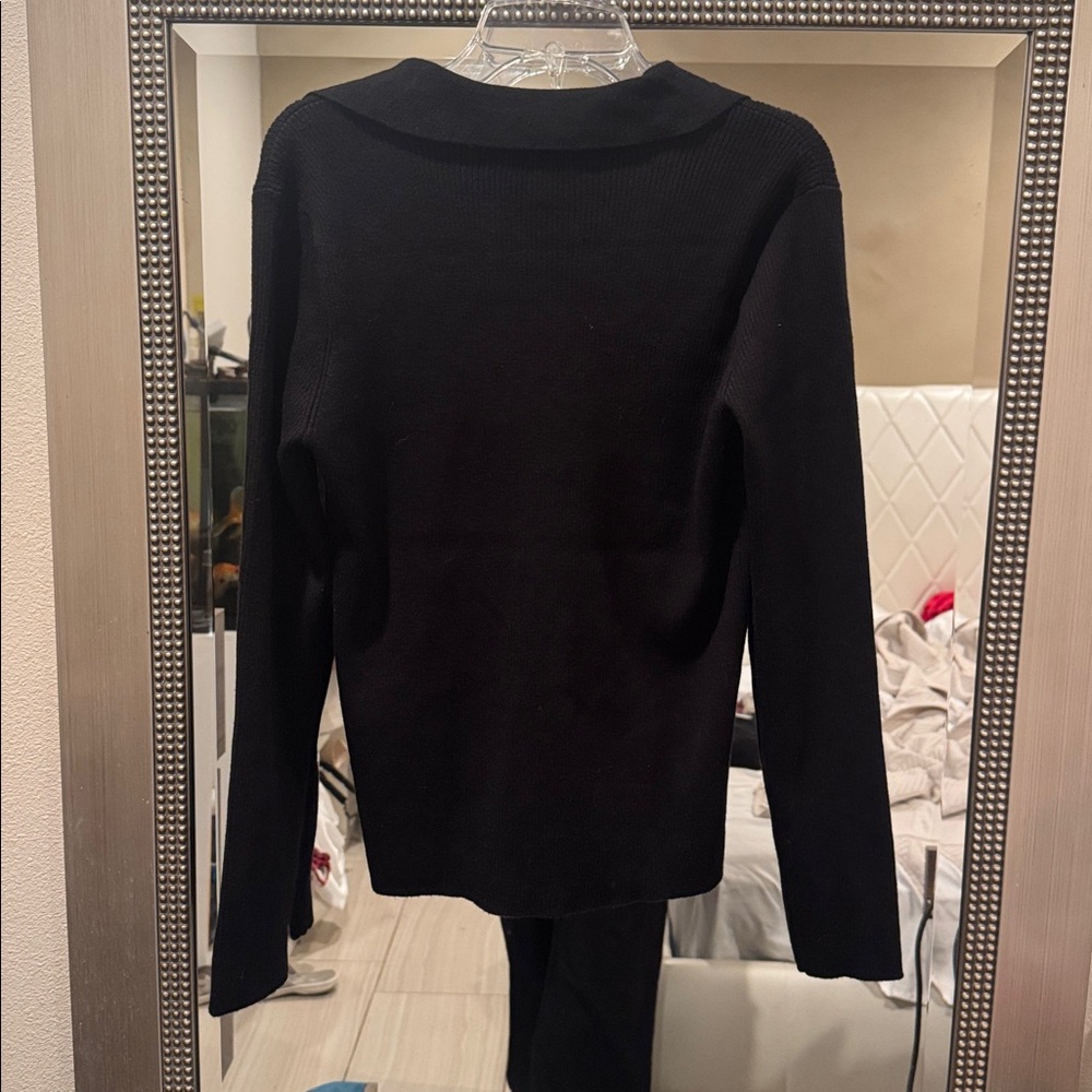 Calvin Klein Black V-Neck Polo Sweater - Picture 4 of 4
